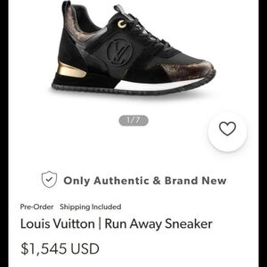 Louis Vuitton Black and Gold Run Away Sneakers